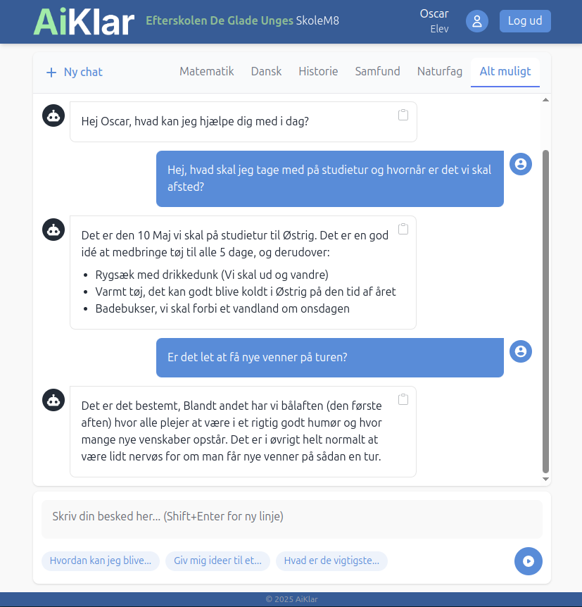 SkoleM8 Dialog Interface